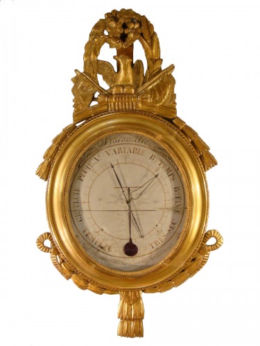 Baromètre Ovale en bois doré Epoque Louis XVI