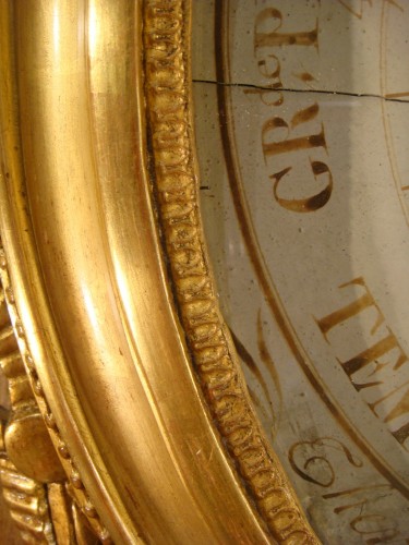 Antiquités - Baromètre Ovale en bois doré Epoque Louis XVI