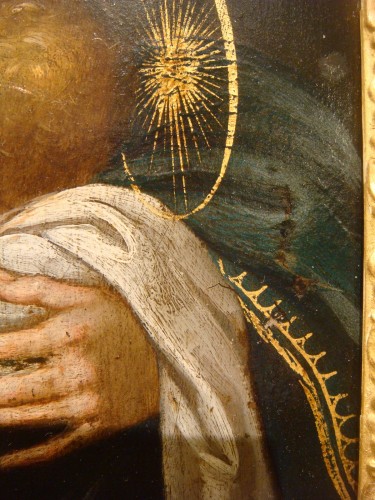 Antiquités - Vierge allaitant à l'Enfant - Epoque XVIIe