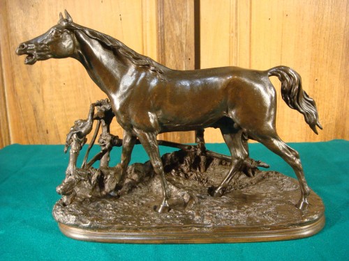 Cheval à la barrière - Pierre Jules Mène  (1810-1879) - Sculpture Style 