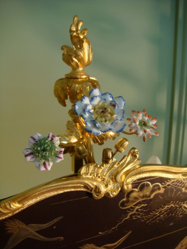 Lampe écran en bronze doré et porcelaine vers 1880 - Antiquaires Balzeau & Brion