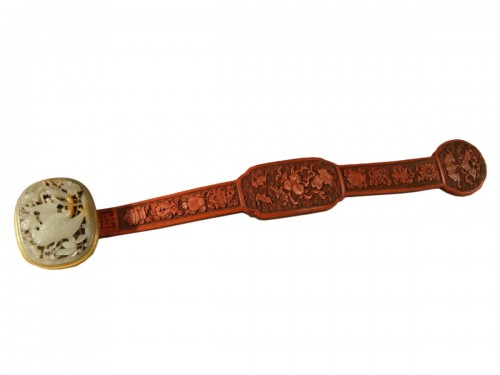 Sceptre Ruhy en laque et Jade - Chine XVIIIe siècle
