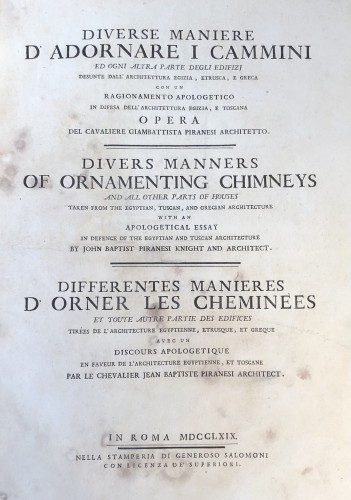 Livre avec des Gravures de JB Piranesi 1769 - Gravures et livres anciens Style 