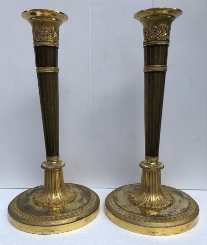 Antiquités - Pair of Empire candlesticks attributed to Claude Galle