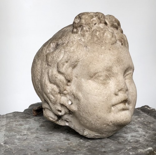 Period Roman Marble Head Eros - Ancient Art Style 