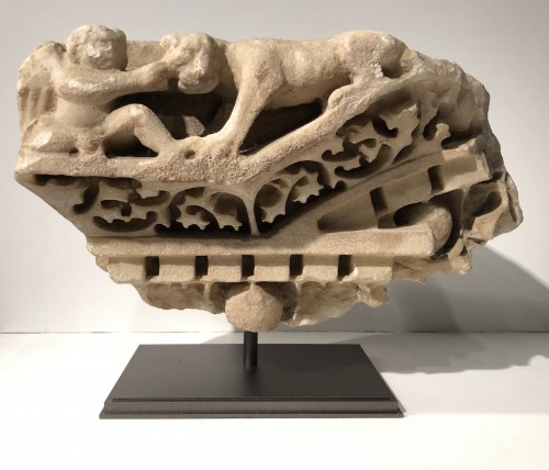 Fragment de sarcophage Epoque Romain de type Sidamara - Archéologie Style 
