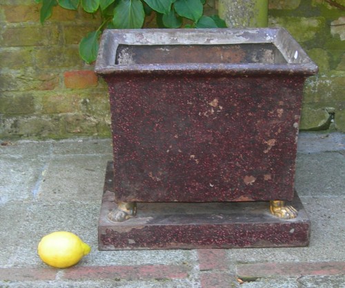 Decorative Objects  - Sheet metal planter paint in Egyptian Porphyry .