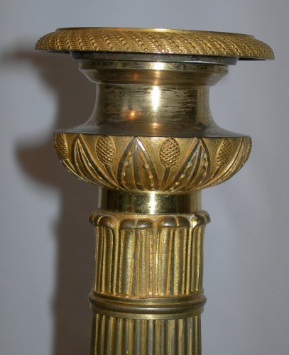 Luminaires Bougeoirs et Chandeliers - Paire de bougeoirs 1er Empire en bronze dorée