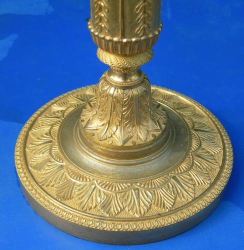 Paire de bougeoirs 1er Empire en bronze dorée - Antiques Prové