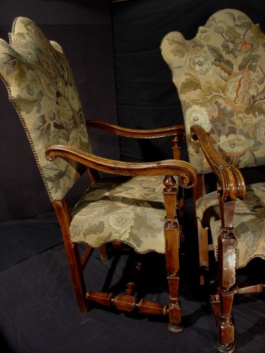 Antiquités - Paire de fauteuils 17e Italie