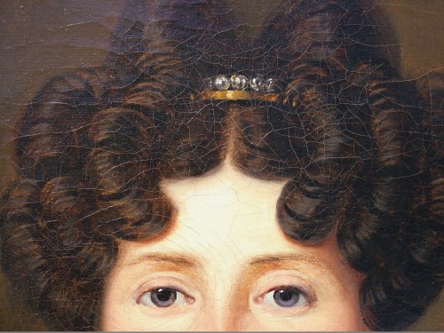 Tableaux et dessins Tableaux XIXe siècle - Portrait de femme signée RIS etdatée 1824