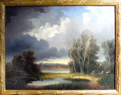 Paysage aux cigognes - Hermann Oesterreich (actif de 1834 à 1856)