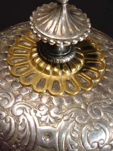 Service à caviar en bonze et métal argenté, Russie XIXe siècle - Antiques Provence