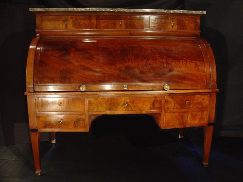 Very large and rare end of 18th directoire cylinder desk - Furniture Style Directoire