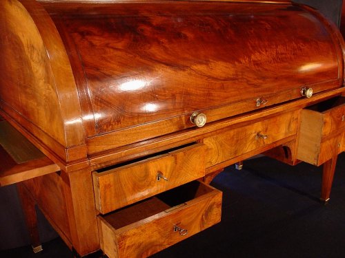 Directoire - Very large and rare end of 18th directoire cylinder desk