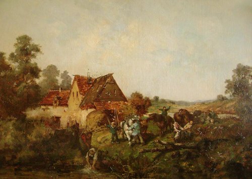 19th century french painting , animated lanscape