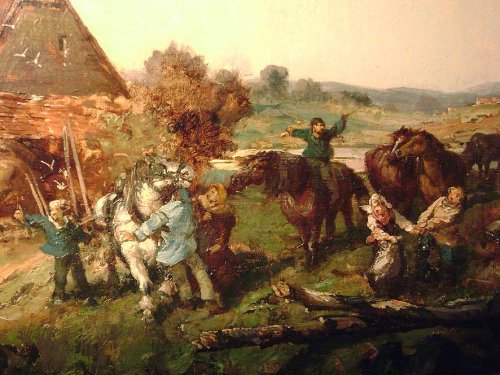 19th century french painting , animated lanscape - 