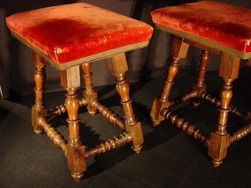 Seating  - Pair of French 17th Stools