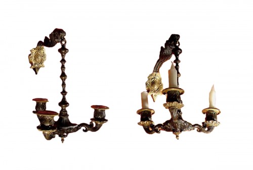 Pair of early 19th century bronze sconces