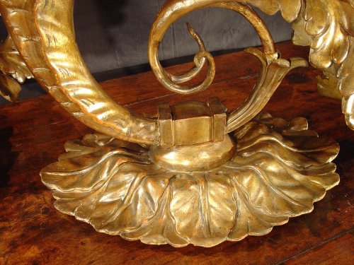 Antiquités - Paire de Bras de lumière bois doré XVIIe siècle