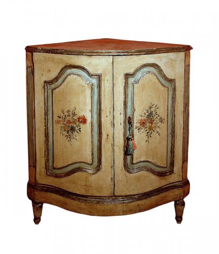 18th century painted corner cabinet from Italy