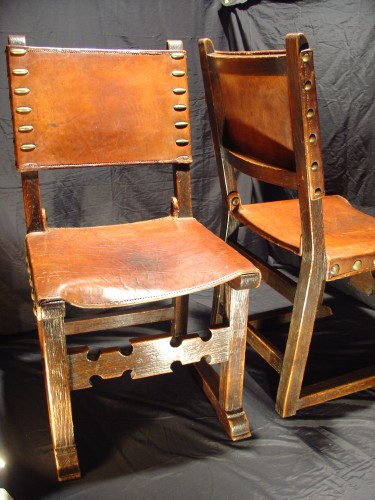 XIXe siècle - Paire de chaises Espagne Style 17 ieme