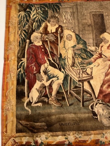 Old age - Aubusson Tapestry 18th century - Tapestry & Carpet Style Louis XVI