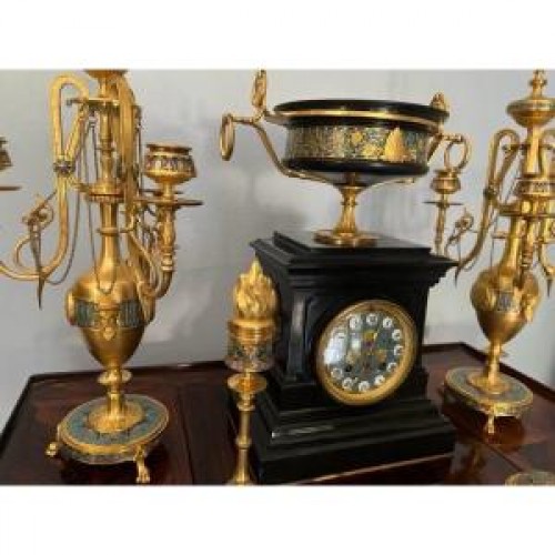 Garniture de cheminée de Ferdinand Barbedienne - Horlogerie Style Napoléon III