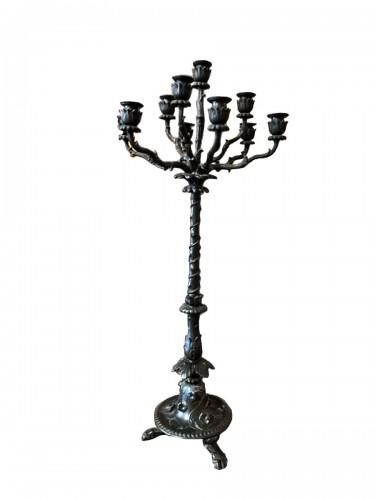 Pair of 19th century neo-classical bronze candelabra