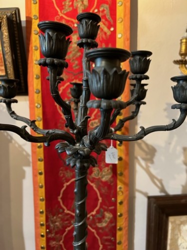 Pair of 19th century neo-classical bronze candelabra - 