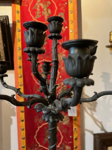 Napoléon III - Pair of 19th century neo-classical bronze candelabra