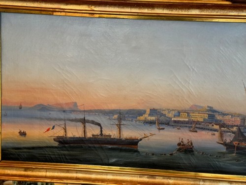Tableaux et dessins Tableaux XIXe siècle - Vue panoramique de la baie de Naples fin 19e siècle