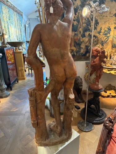 XVIIIe siècle - Apollon, statue en terre cuite fin 18e début 19e