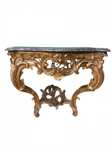 Console en bois doré d'époque Louis XV