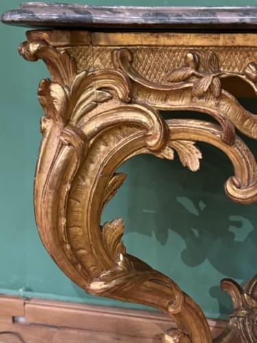 Mobilier Console - Console en bois doré d'époque Louis XV