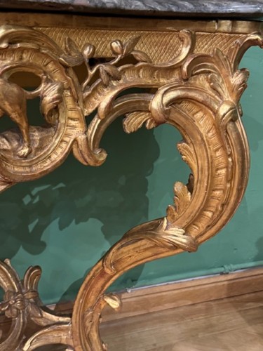 Louis XV - Console en bois doré d'époque Louis XV