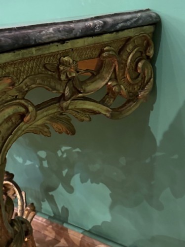 Antiquités - Console en bois doré d'époque Louis XV