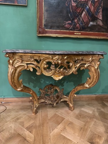 Antiquités - Console en bois doré d'époque Louis XV