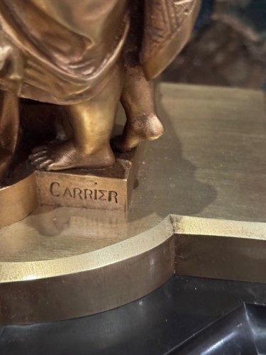 Horlogerie Pendule - Garniture de cheminée d’Albert-Ernest Carrier-Belleuse (1824-1887) et les candélabre Ferrat