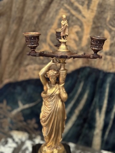 Napoléon III - Garniture de cheminée d’Albert-Ernest Carrier-Belleuse (1824-1887) et les candélabre Ferrat