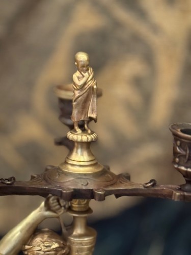 Antiquités - Garniture de cheminée d’Albert-Ernest Carrier-Belleuse (1824-1887) et les candélabre Ferrat