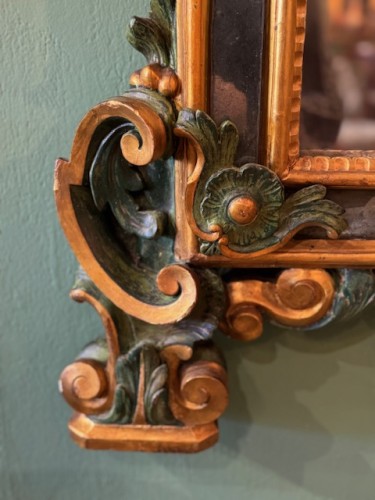 Antiquités - Miroir en bois Italie 18e