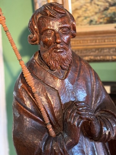 XVIIe siècle - Paire de statues 17e représentant Saint Jean et Sainte Catherine