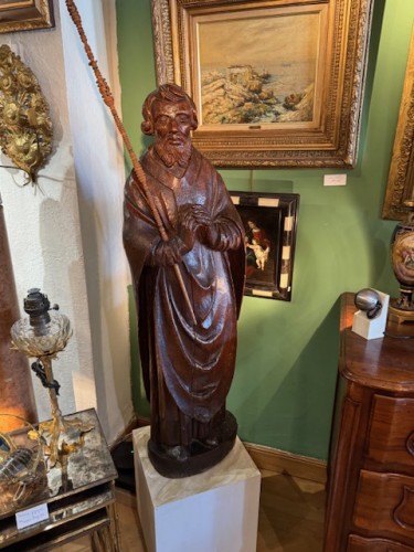 Paire de statues 17e représentant Saint Jean et Sainte Catherine - Louis XIII