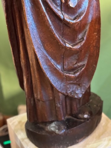 Antiquités - Paire de statues 17e représentant Saint Jean et Sainte Catherine