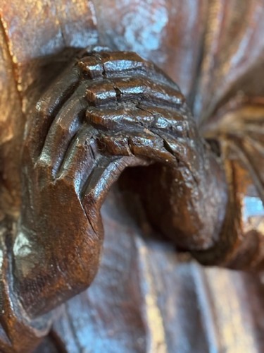 Antiquités - Paire de statues 17e représentant Saint Jean et Sainte Catherine