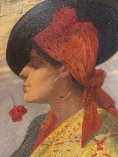 Napoléon III - Paire de portraits de jeune femme au chapeau - Henri Van Melle (1859-1930)