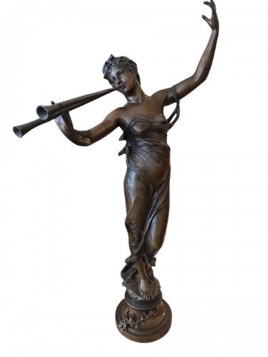 Femme jouant de la double flute - Eugène Marioton (1854 - 1933)