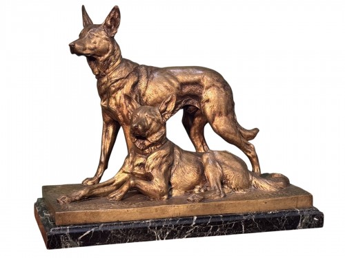 Deux bergers allemands - Charles Paillet (1871-1937)