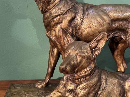 Sculpture Sculpture en Bronze - Deux bergers allemands - Charles Paillet (1871-1937)